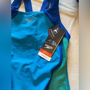 Speedo Girl’s One Piece Mesh Splice with Thick Strap NWT